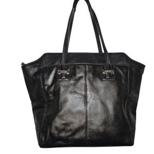 Coach F25941 Black Leather Tote Bag Designer Handbag Purse Carryall Business